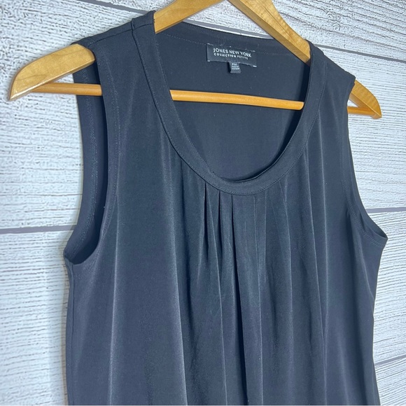 Jones New York Collection Black Sleeveless Pleated Blouse Top Size Petite Medium - Picture 2 of 6